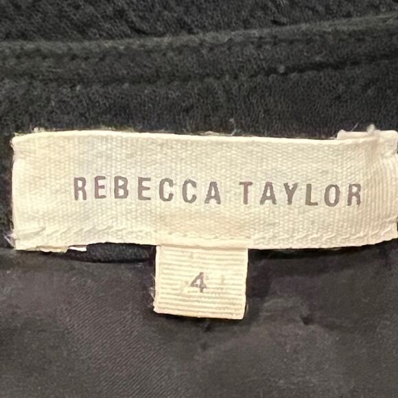 Rebecca Taylor Textured Dress Leather Accents Size 4 - Picture 5 of 6